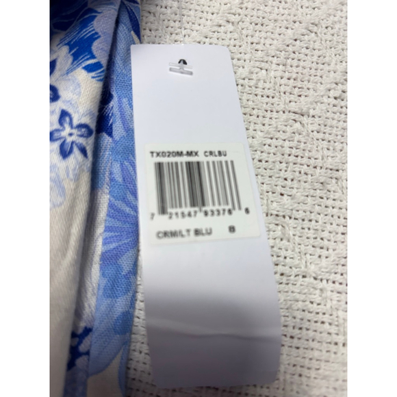 NWT London Times Blue, Ivory, White Floral Square Neck Puffer Sleeve Dress SZ 8 - Picture 8 of 10